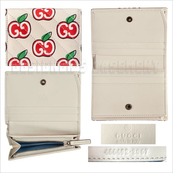 GUCCI white Matelasse quilted GG APPLE leather MARMONT GG logo snap MINI wallet - Picture 4 of 5